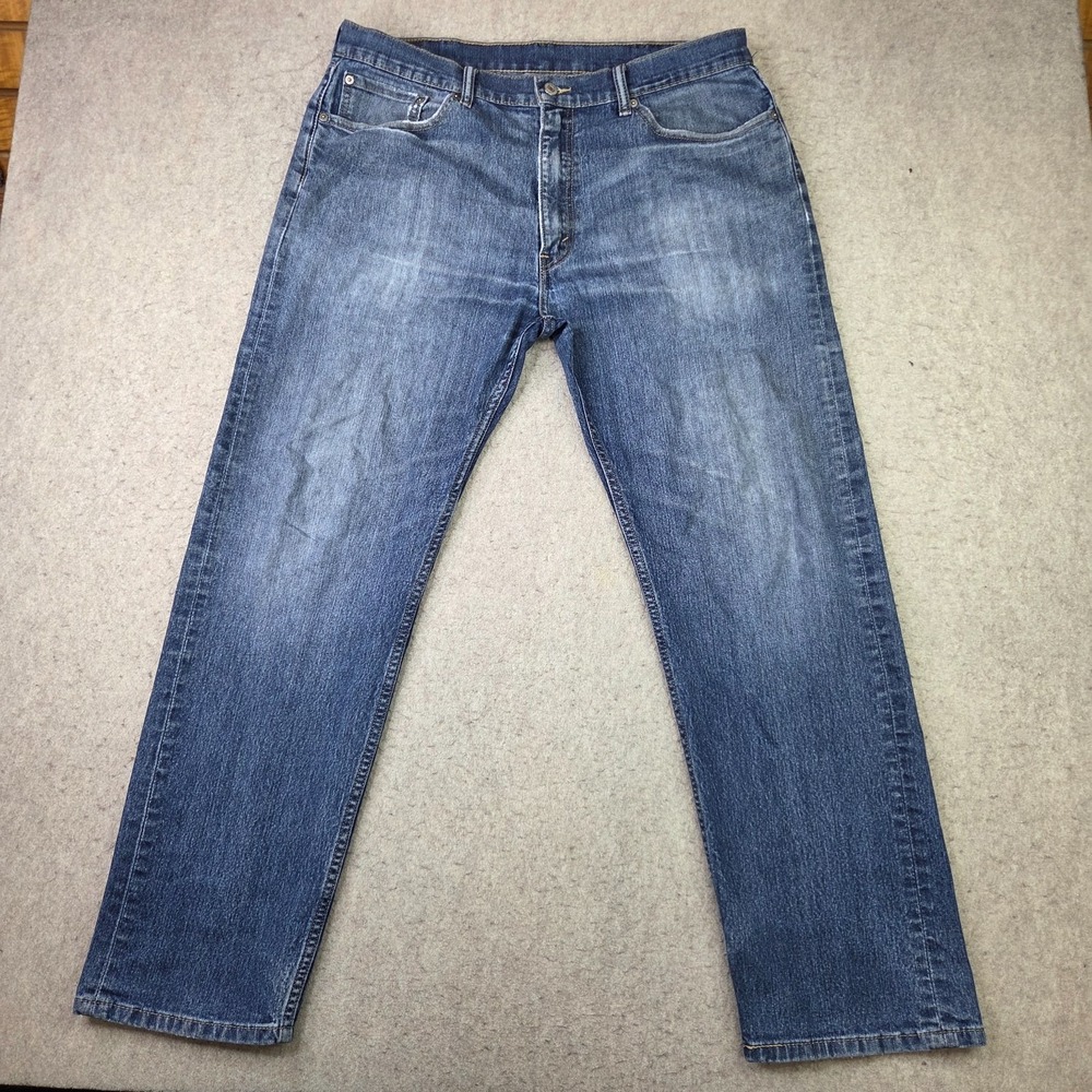 Levi's 501 Straight Leg Jeans Men 38x32 Blue Dark Wash Denim Button Fly Distress
